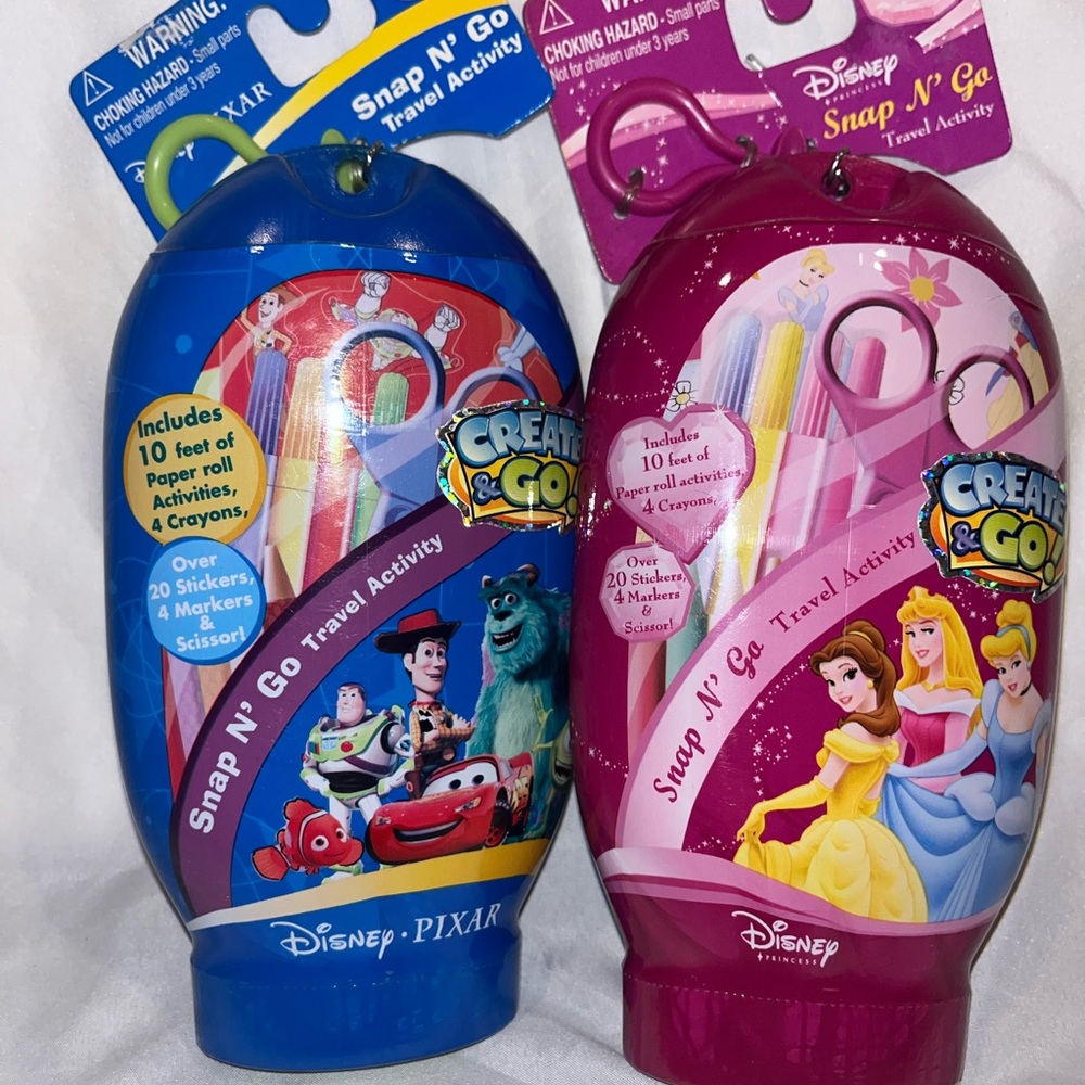 Disney Pixar Create N' Go Snap N' Go Travel Activity Set - Blue and Pink